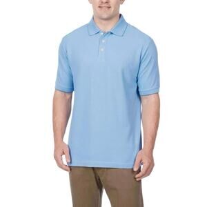 Roundtree & Yorke Supima Men's Polo Shirt L Light Blue Stripe Soft Cotton.